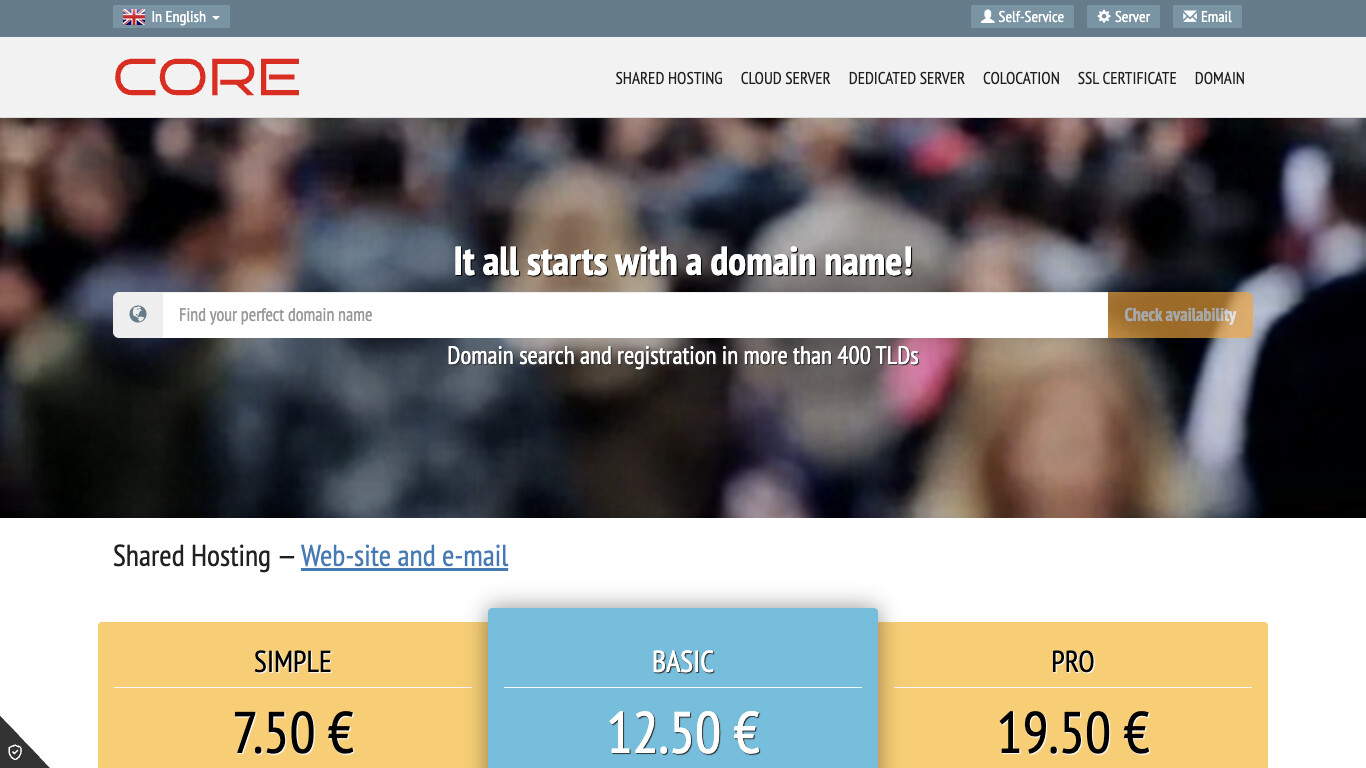 Core Hosting screenshot