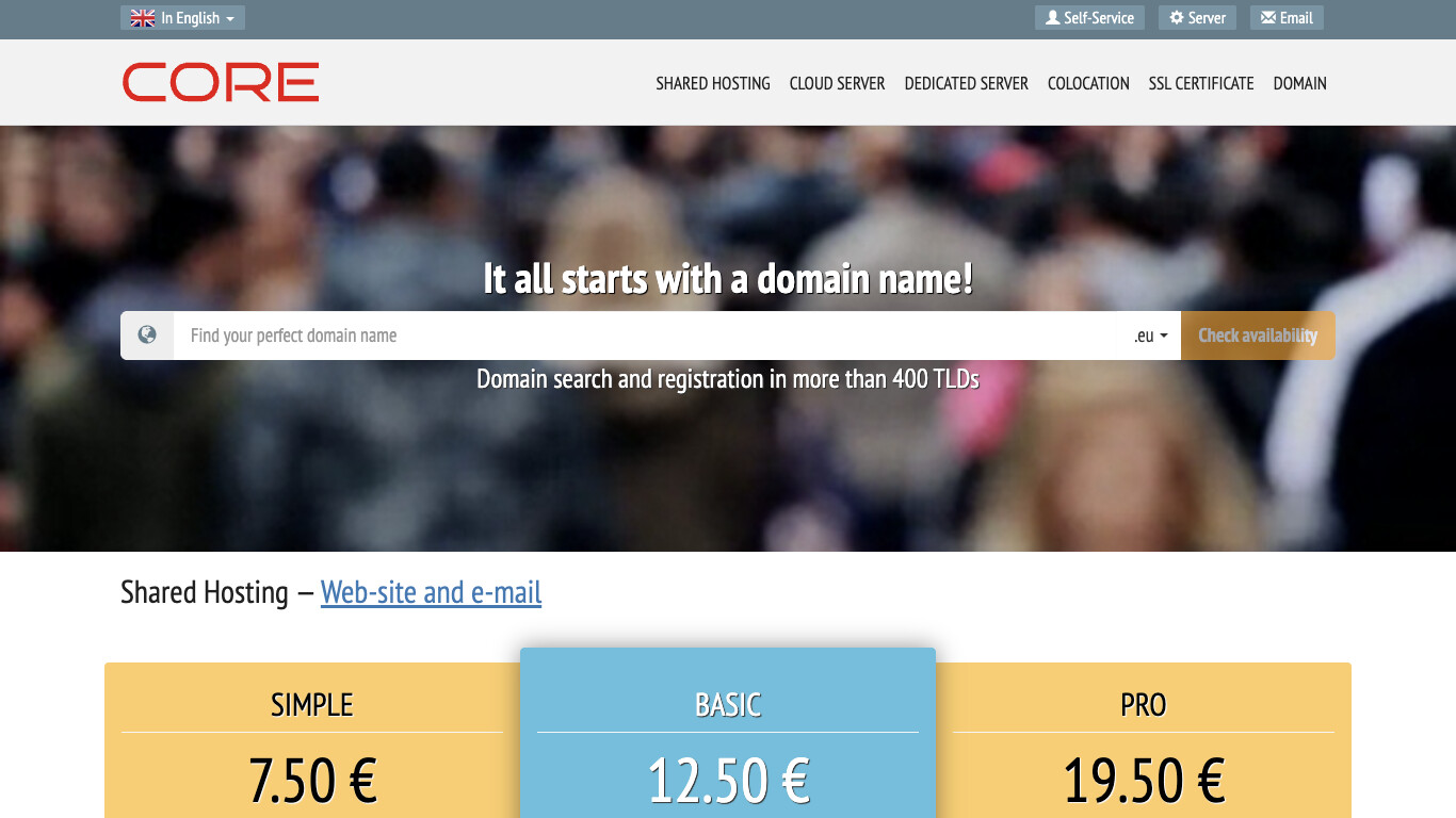 Core Hosting screenshot