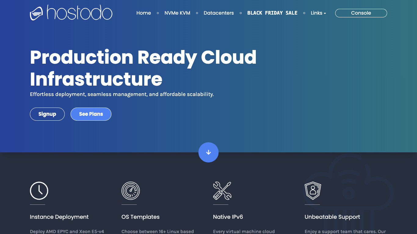 Hostodo company screenshot