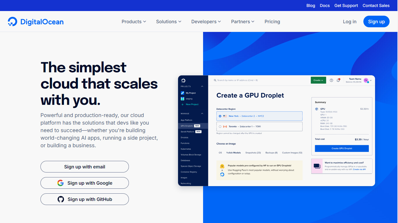 Digital Ocean company screenshot