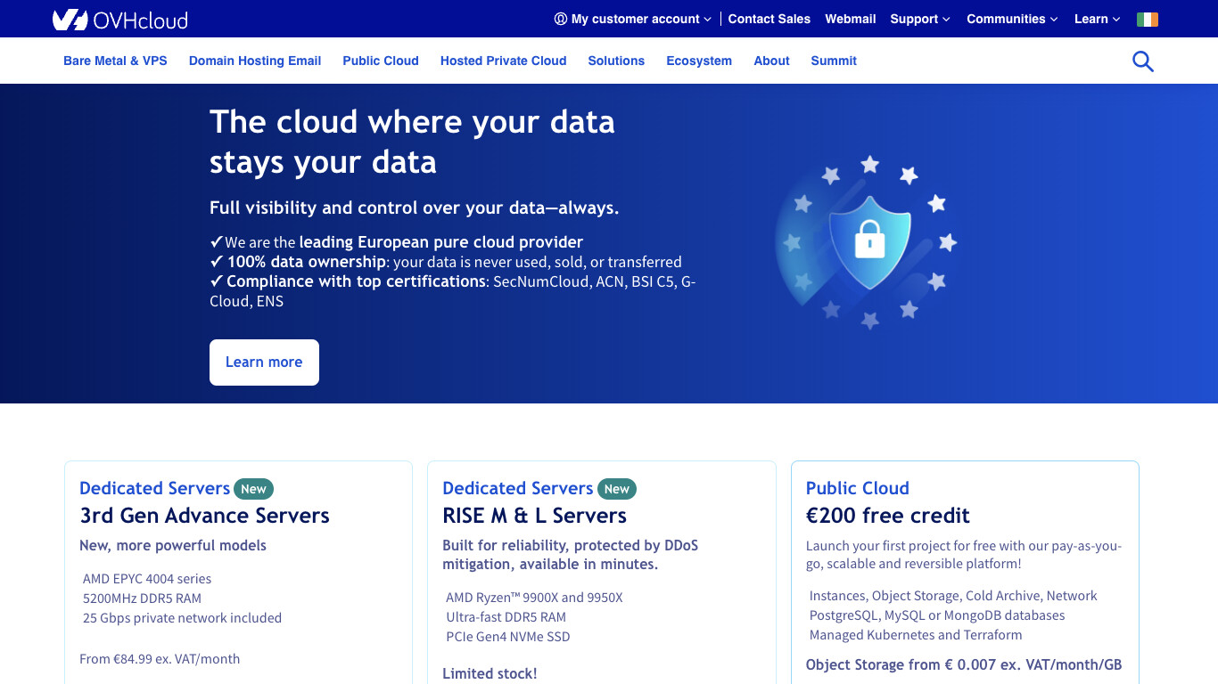 OVHCloud screenshot