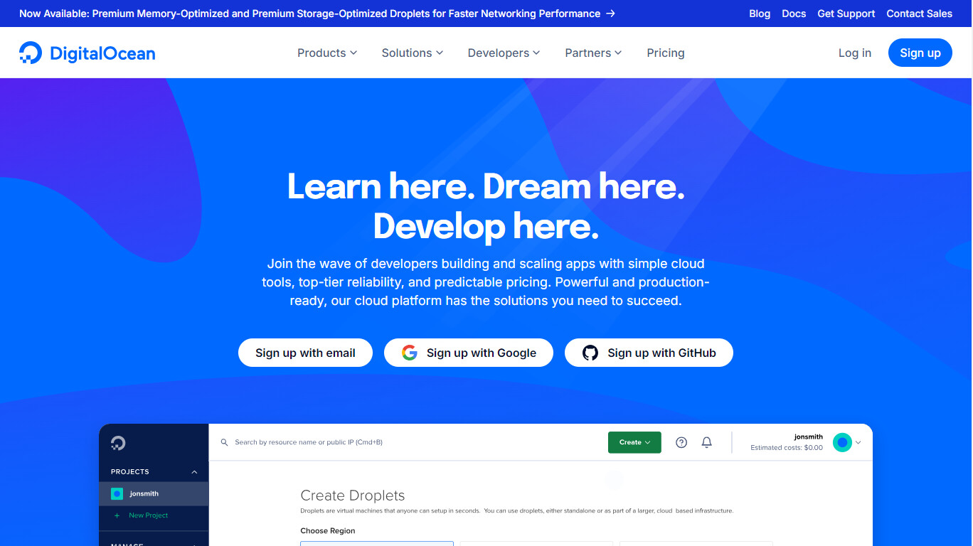 Digital Ocean company screenshot