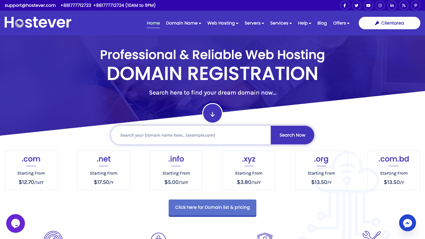 Hostever screenshot