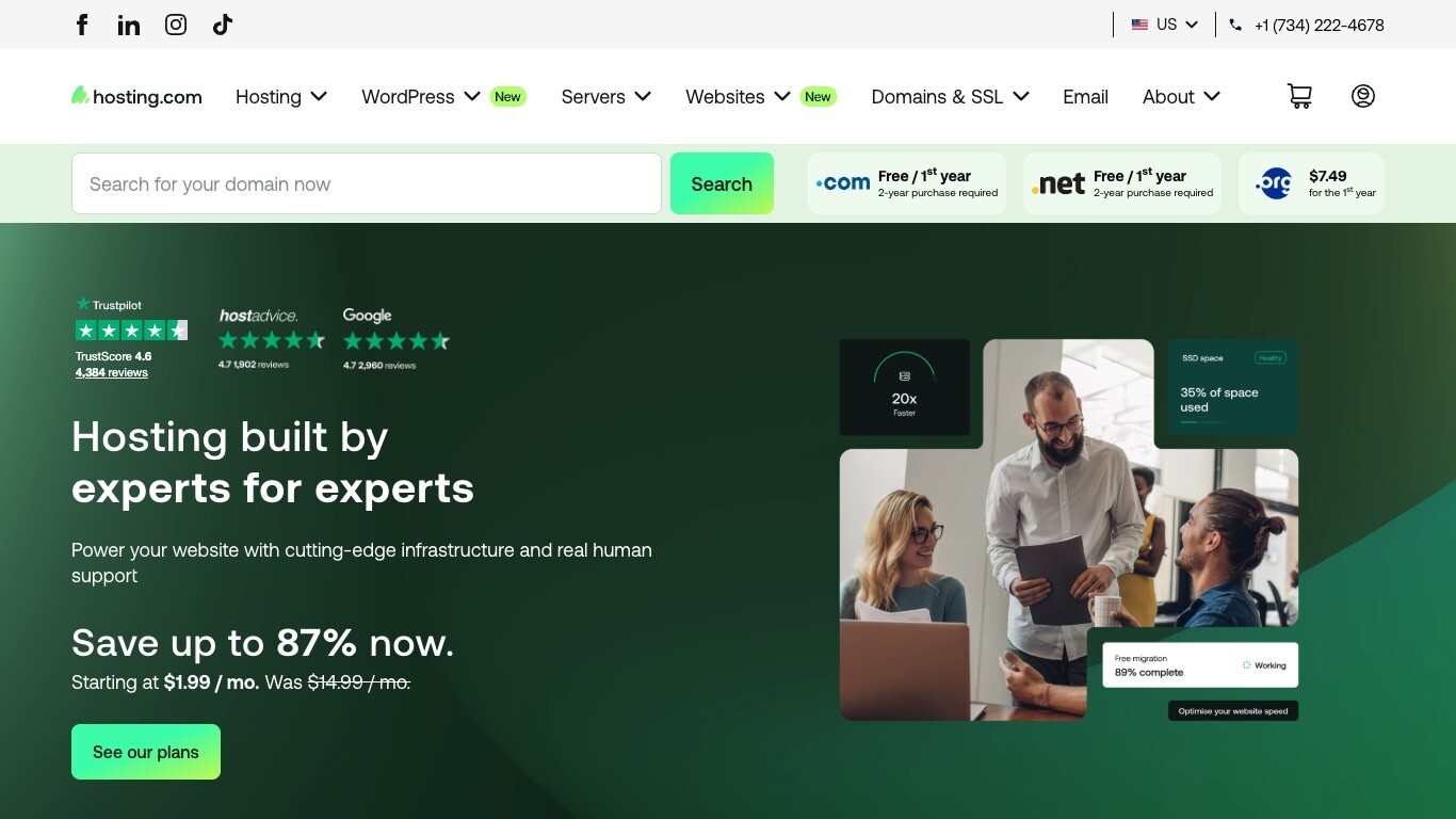 Hosting.com screenshot