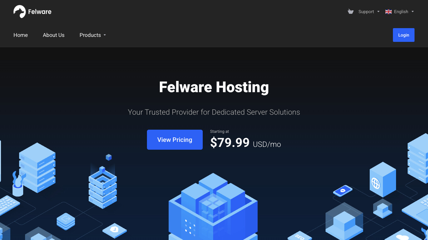 Felware Hosting company screenshot